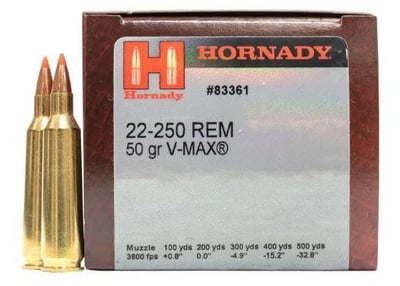 Hornady Varmint Express .22-250 Remington 50gr V-Max Ammo 50 Rounds - $55.99