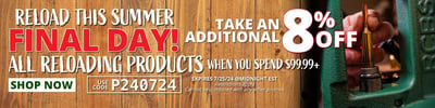 Get 8% off Reloading Purchases of $99.99 or More! with coupon "P240724" @ Natchez Shooting & Outdoors