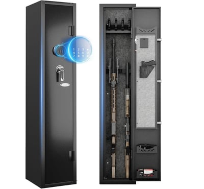 KAER 2-3 Gun Safe for Rifles and Pistols, Gun Cabinet with Digital Keypad Lock with 4 Gun Slots and Pistol Pockets - $139.99 + FREE Shipping