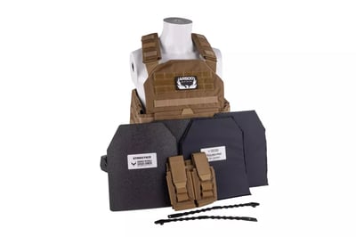 AR500 Armor Testudo Lite Carrier with Plates and Double Rifle Mag Pouch - Coyote - $199.99