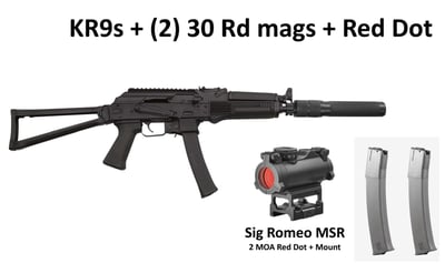 Kalashnikov KR9s With Folding Stock + Faux Suppressor Barrel Shroud + (2) 30 Rd Mags + Sig Romeo MSR Red Dot & Mount - $1089 + Fast Free Shipping! 