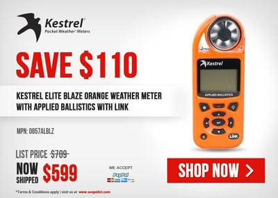 Kestrel 5700 Elite Blaze Orange Weather Meter w/Applied Ballistics with LiNK 0857ALBLZ - SAVE $110 - FREE S&H - $699