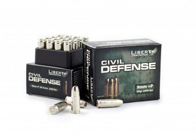 Liberty 9mm +P Luger 50 Grain Self Defense Ammunition - 2,000 FPS - Sale! - $9.99