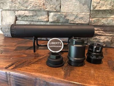 Liberty Mystic X Kit (Suppressor + 4 Mounts) Titanium Tube / SS MonoCore Baffle System: Rated From 17 HMR to 300 Win Mag (34-38DB Reduction!) - $535 (add to cart to get this price) 