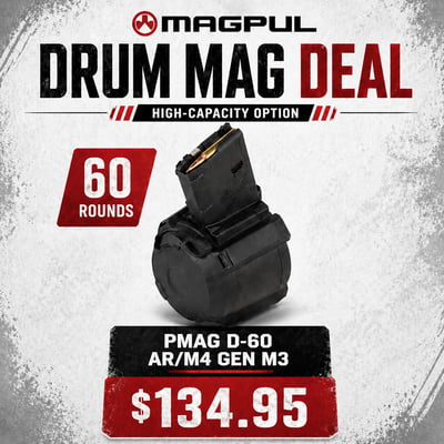 MAGPUL PMAG D-60 AR/M4 GEN M3 - $134.95+ Deals on Holosun, SB Tactical, Nextorch & Weapon Lights 