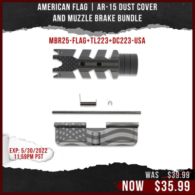 AR-15 American Flag Laser Combo .223 5.56 Nato Steel Shark Muzzle Brake And Dust Cover - $35.99  (Free Shipping)