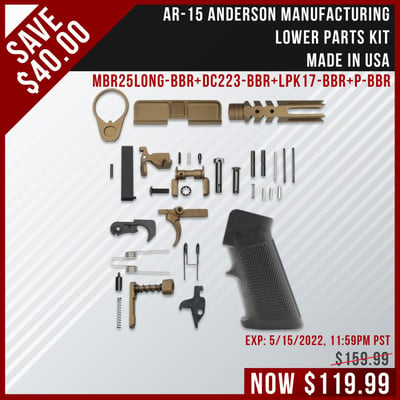 Cerakote Burnt Bronze AR-15 'REAPER" Parts and Lower Parts Kit - $119.99  (Free Shipping)