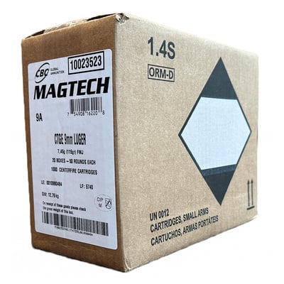 Magtech 9MM 115 Grain Full Metal Jacket Ammo 1000 Round Case - $269.99 Shipping Flat $12.99 per order 