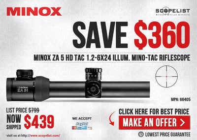 Minox ZA 5 HD TAC 1.2-6x24 Illum. Mino-Tac Riflescope 66405 - Save $360 - Best Price Guaranteed - $439