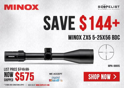 Minox ZX5 5-25x56 BDC Rifle Scope 66615 - Cyber Monday Special - Save $144.99 - Free S&H - $575