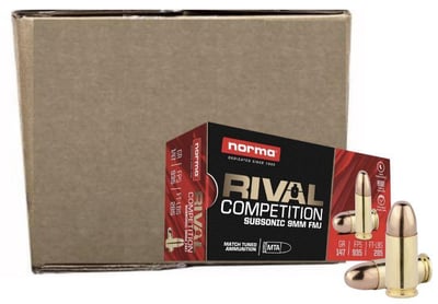 NORMA Rival Competition Subsonic 9MM 147GR FMJ Ammunition 1000rd Case - $399.99