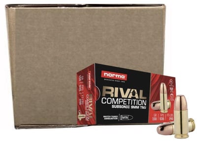 NORMA RIVAL COMPETITION SUBSONIC 9MM 158GR TMJ AMMUNITION 1000rd Case - $399.99 