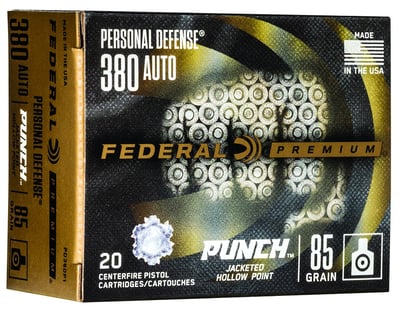 Federal Ammo Premium PUNCH 380 ACP 85gr Jacket Hollow Point 20 Rounds - $13.99