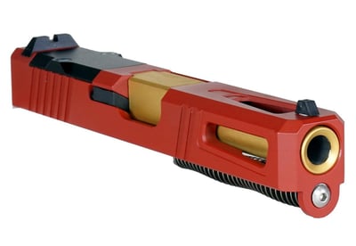 DD 'Mercury Precision Competitor in Red Crimson w/ Gold Barrel' 9mm Glock 19 Compatible Complete Slide Kit - For G19 - $227.99
