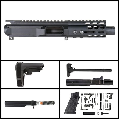 'Lightshow 9mm-Black w/ SBA3' 4-inch AR-15 9mm Nitride Pistol Full Build Kit - $414.99 (FREE S/H over $120)