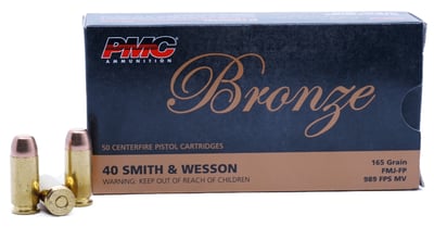 PMC Bronze 40 S&W 165 Grain FMJ 1000 Rnds - $346.28 with code GUNDEALS10 