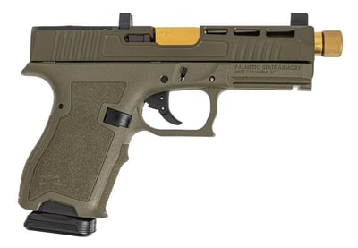 PSA Dagger Compact 9mm 4.5" 15rd Pistol With SW2 ECC RMR Slide & Gold TiN Threaded Barrel, Sniper Green - $299.99 