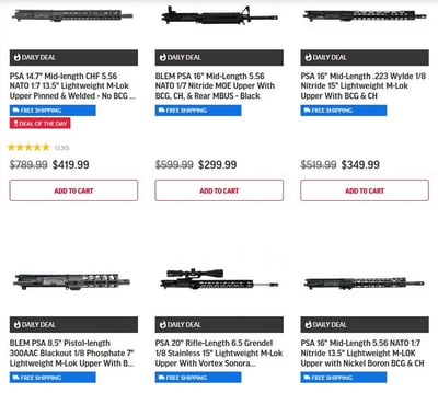 Palmetto State Armory AR-15 barreled upper assemblies