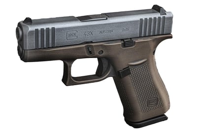 Glock 43x 9mm Plunderer Shark Coast Tactical Custom Pistol with Bronze Cerakote Frame and Battlework Silver Slide - $499.99 