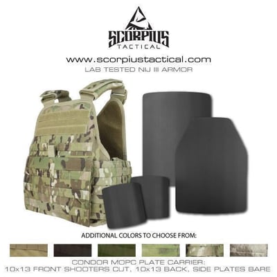 Condor, MOPC: Modular Operator Plate Carrier, Bare 10"x 13" Shooters Cut, Rectangle Back, AR500 Body Armor- Free Shippin - $249