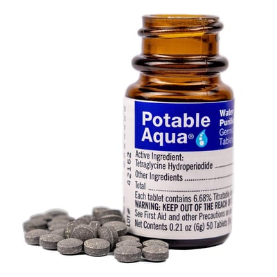 Drinking Water Treatment Tablets by Potable Aqua (50 germicidal tablets) - $7.45 (Free S/H over $99)