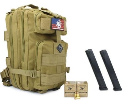 RTAC Backpack Bundle w/Winchester Service Grade 9mm 115 Gr FMJ (100 Rounds) + RTAC 9mm 34 Rd Magazines Designed for Glock Pattern Firearms (2) - $42.74 w/code "5PTODAY" 
