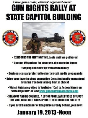GUN RIGHTS RALLY AT STATE CAPITOL BUILDING January 19, 2013- Noon