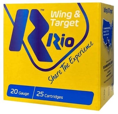 Rio 20 Gauge 2 3/4 Inch 7/8oz 8-Shot Wing and Target 25/Box - $6.99 