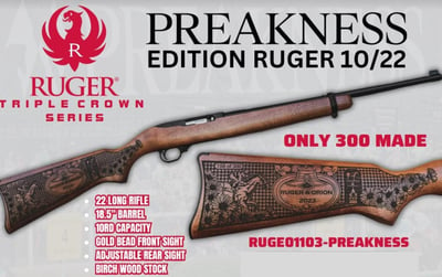 Ruger 10/22 Preakness Stakes 2023 Exclusive 22 LR 10+1 18.50" Satin Black Hardwood (1 Of 300 Run) - $399 + $16.95 Shipping! 