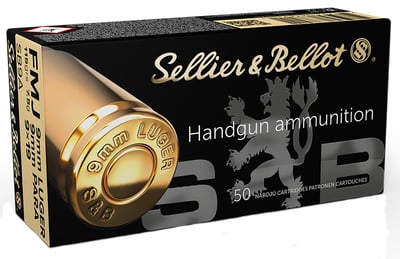 Sellier Bellot 9mm 115gr FMJ Brass 50 Rounds - $11.99