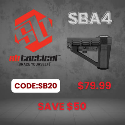 SBA4 SB Tactical Pistol Stabilizing Brace, Black - $79.99 w/code"SB20"