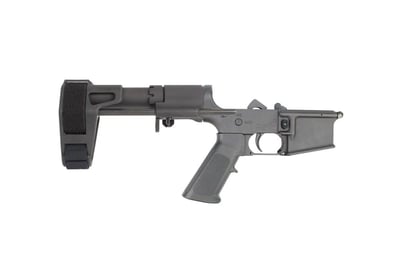 AR-15 Black Cerakote Complete Lower Receiver with SB PDW Brace - $399.99