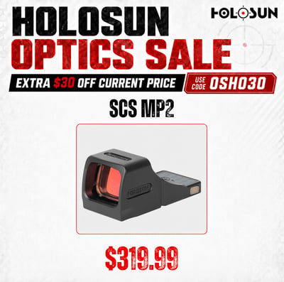 Holosun SCS MP2 Solar Charging Sight - $319.99(CODE:OSHO30)
