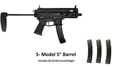Grand Power Stribog SP9A3s Mini-Bog, 5" BBL, 30+1 Sub 9mm + PDW Collapsible Brace (3 Curved Mag) - $1095 FREE SHIPPING!
