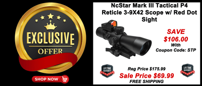 NcStar STP3942GDV2 Mark III Tactical P4 Reticle 3-9X42 Scope w/ Red Dot Sight - $142.99 (Free S/H over $89)