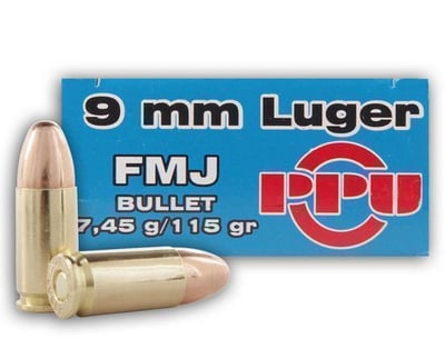 PPU 9mm 115 Gr FMJ 50 Rnds - $9.97 (Free Shipping over $50)