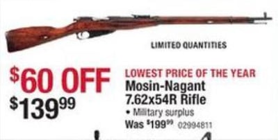Mosin-Nagant 7.62x54R Rifle - $139.99 (Black Friday 2014)
