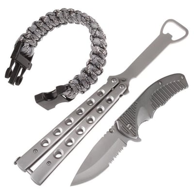 Camping kit: 3.5" Can Opener, 3.5" Folding Knife and 10" Gray Paracord Bracelet - $11.99 shipped after code "MLCP24EN"