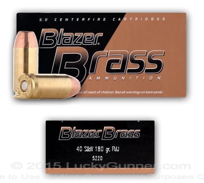 Blazer Brass 40 S&W 180 gr FMJ 1000 Rounds - $305 