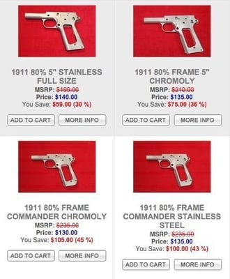 Almost to good to be true 1911 frames on sale - $130