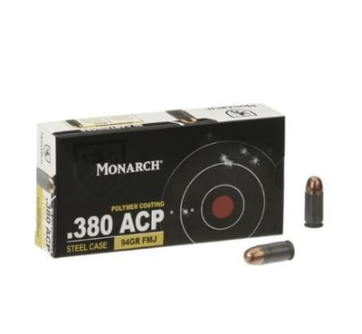 Monarch Auto FMJ .380 94-Grain Centerfire 50 Rnd - $12.99 (Free S/H over $25, $8 Flat Rate on Ammo or Free store pickup)