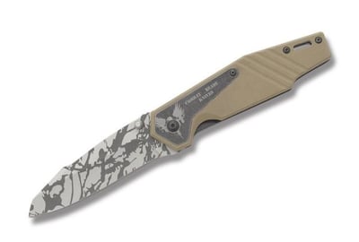 Combat Ready Linerlock with Desert Tan G-10 Handles and 440A Stainless Steel 3.50" Modified Tanto Plain Edge Blades - $7.99 (Free S/H over $75, excl. ammo)