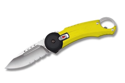 Buck Redpoint Rescue Knife with Yellow Rubber Handle and Titanium Coated 420HC Stainless Steel 2.75" Drop Point - $30.55 (Free S/H over $89)