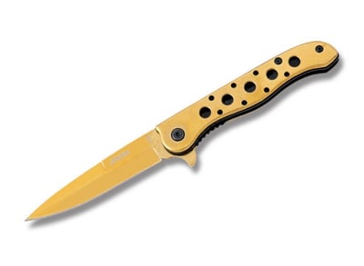 Frost Cutlery Assisted Opening Gold Small Italian Stiletto Linerlock Stainless Steel Blade Stainless Steel Handle - $6.59 (Free S/H over $75, excl. ammo)