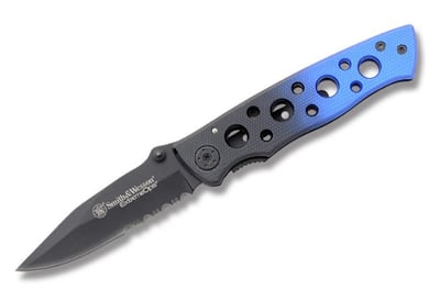 Smith & Wesson Extreme Ops Black 7Cr17 Stainless Steel Partially Serrated Blade Aluminum Handle - $12.33 (Free S/H over $75, excl. ammo)