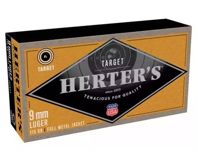 Herter's Target 9mm 115 Grain FMJ Brass Case 500 rounds - $129.99 (Free S/H over $50)