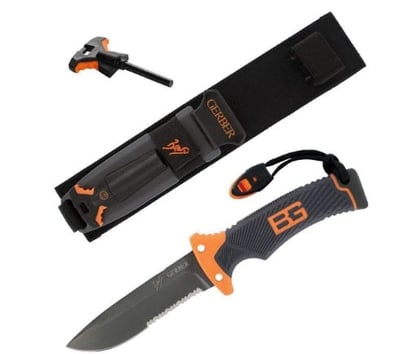 Gerber Bear Grylls Ultimate 10" Survival Knife W/ Serrated Edge, Fire Starter & Nylon Sheath - $19.49