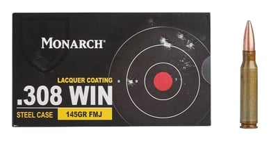 Monarch FMJ .308 Win 145-Grain 20 Rnd - $9.99 (Free S/H over $25, $8 Flat Rate on Ammo or Free store pickup)