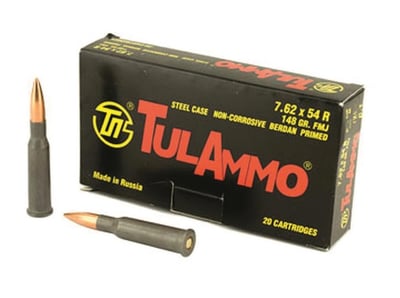 TulAmmo, 7.62x54mmR, FMJ, 148 Grain, 20 Rounds - $10.23 (Buyer’s Club price shown - all club orders over $49 ship FREE)
