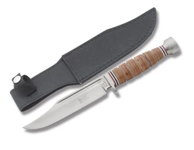 Frost Cutlery Steel Warrior Bowie Stainless Steel Blade Stacked Leather Handle - $19.99 (Free S/H over $75, excl. ammo)